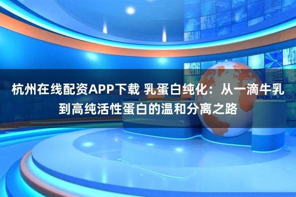 杭州在线配资APP下载 乳蛋白纯化：从一滴牛乳到高纯活性蛋白的温和分离之路